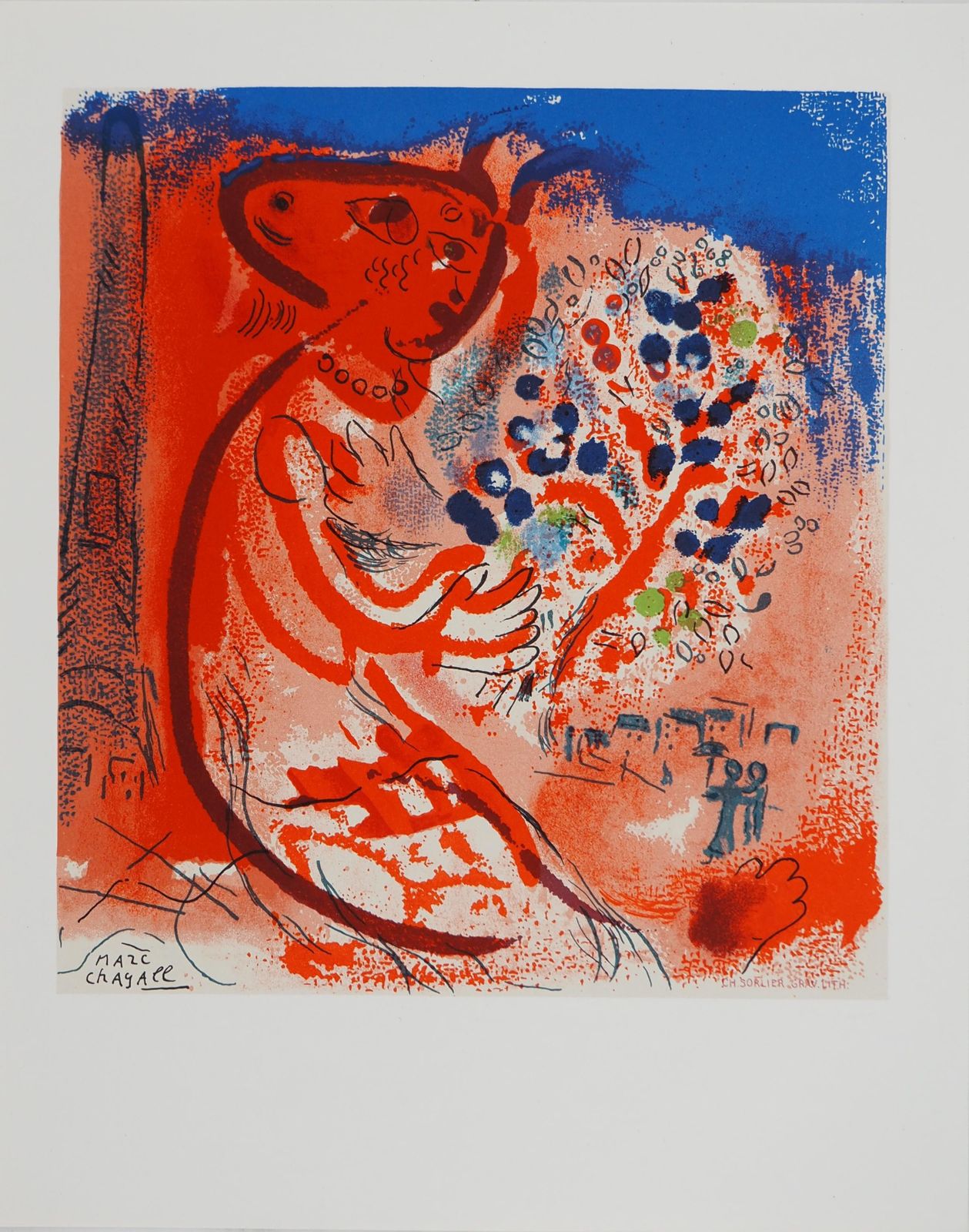 Marc Chagalllovers Of The Champs De Mars   Original Lithograph (Mourlot)1965
