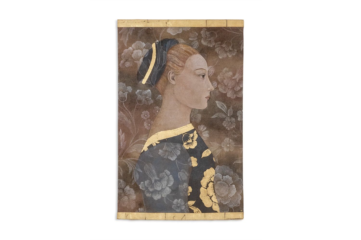 Painted Canvas Depicting An Italian Renaissance Style Portrait.