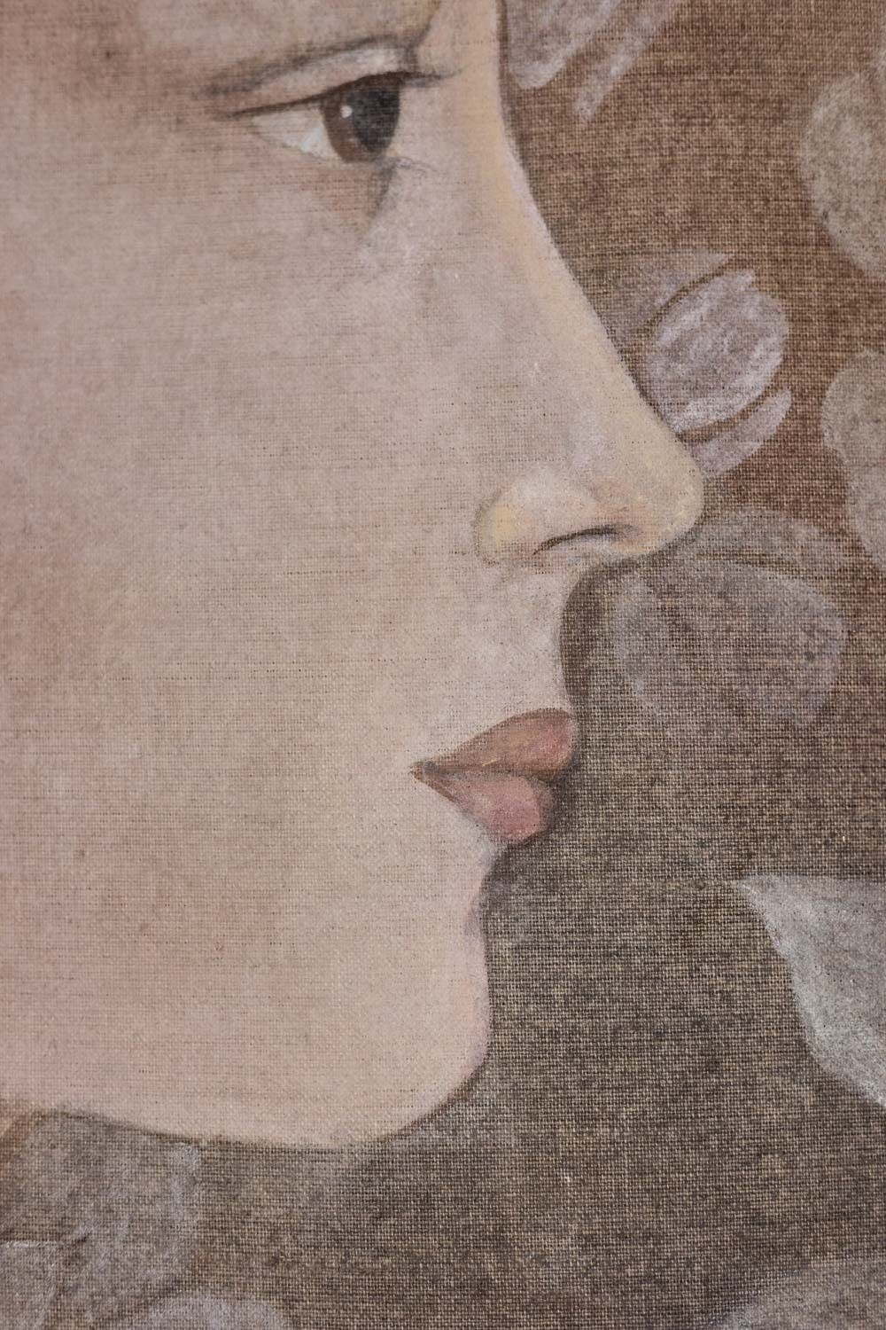 Painted Canvas Depicting An Italian Renaissance Style Portrait. photo furniture