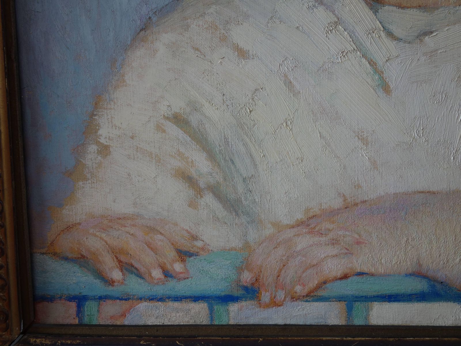 photo furniture Gustave Poetzschblond Hair Boy   Original Signed Oil On Canvas   19341934