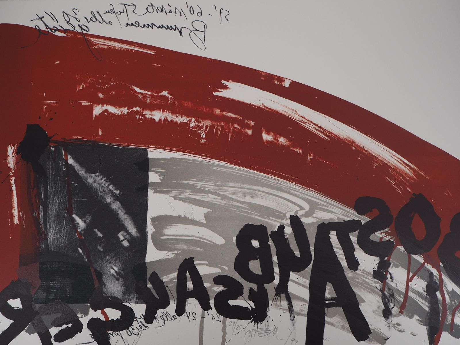 Wolf Vostellthe Scream,  Night Attack   Original Handsigned Lithograph   Ltd 85 Cop (Fluxus)1990 photo furniture