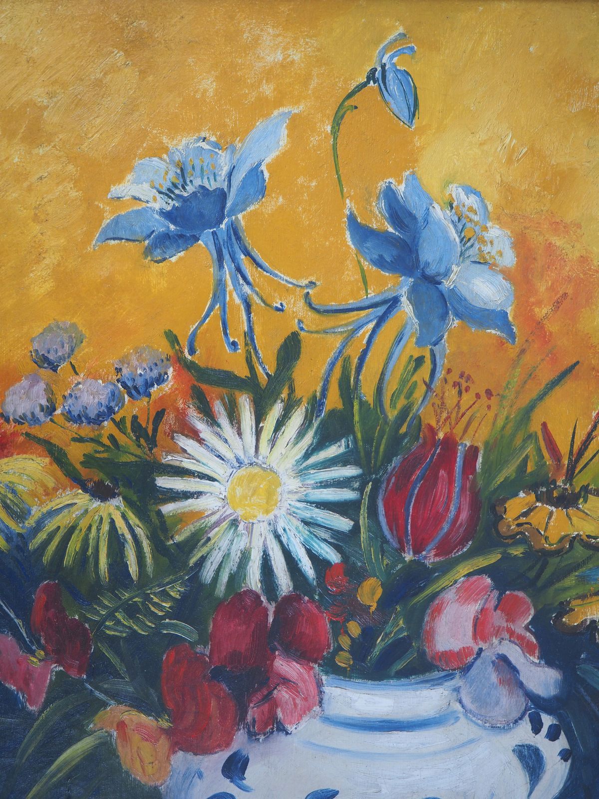 élisée Maclettribute To Van Gogh : Flowers On Yellow Background   Oil On Canvas   Signed photo 2975.0