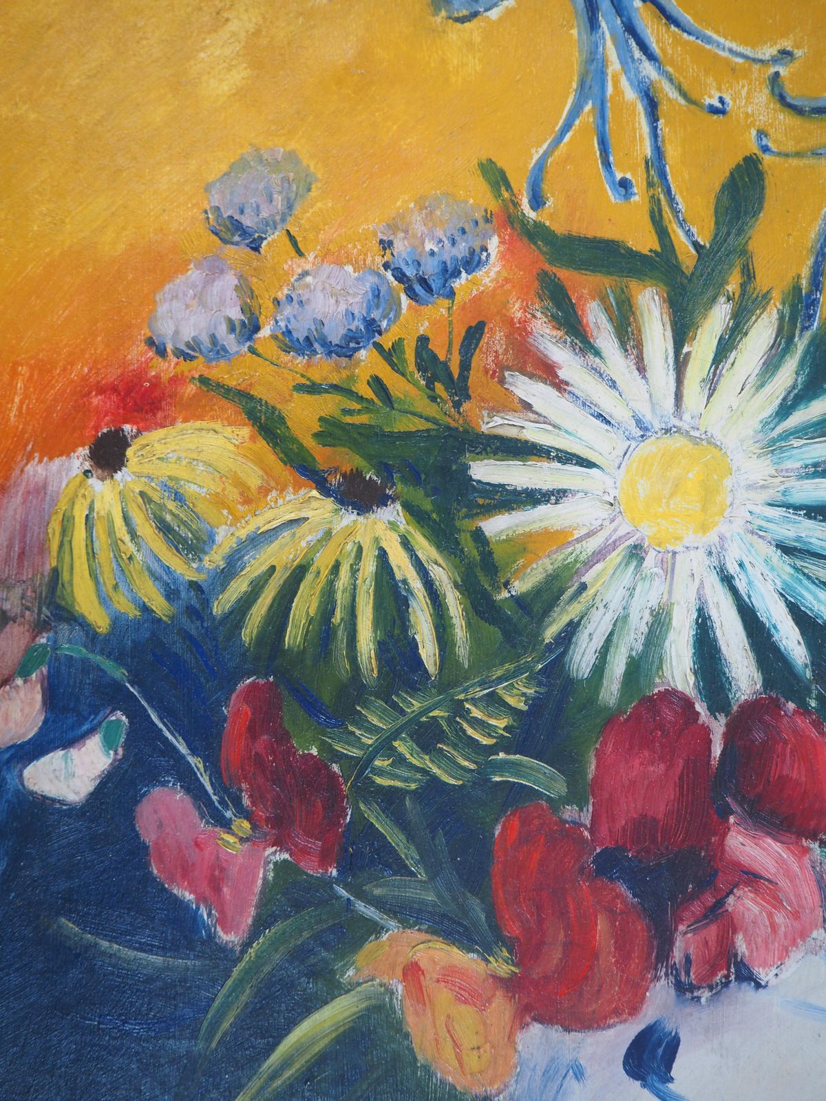 élisée Maclettribute To Van Gogh : Flowers On Yellow Background   Oil On Canvas   Signed photo vinterior