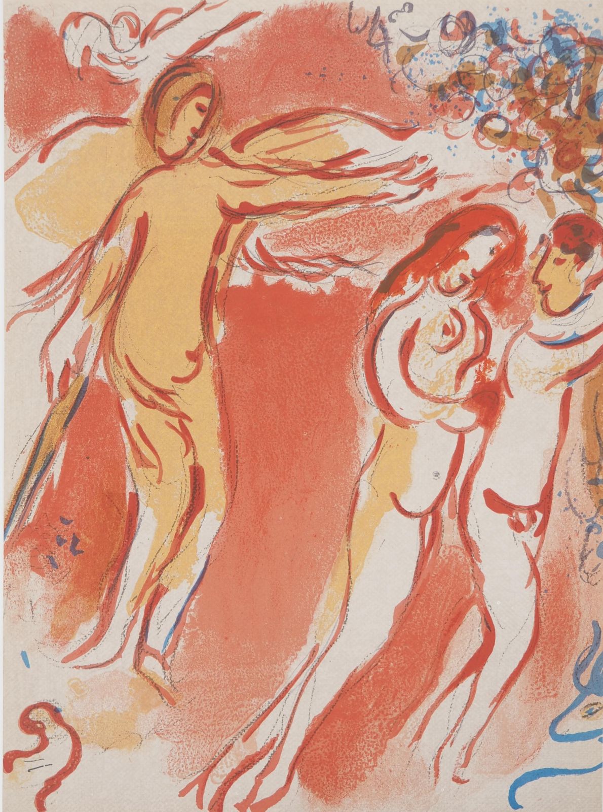 Marc Chagallthe Bible : Adam And Eve Banished From Paradise   Original Lithograph1960