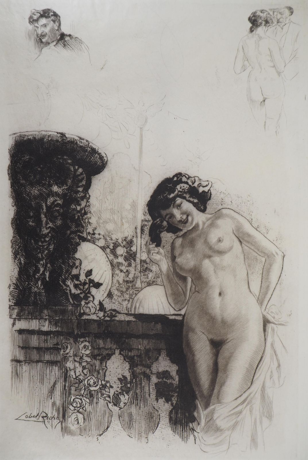 Almery Lobel Richeyoung Lady In A Garden   Original Etching Handsigned