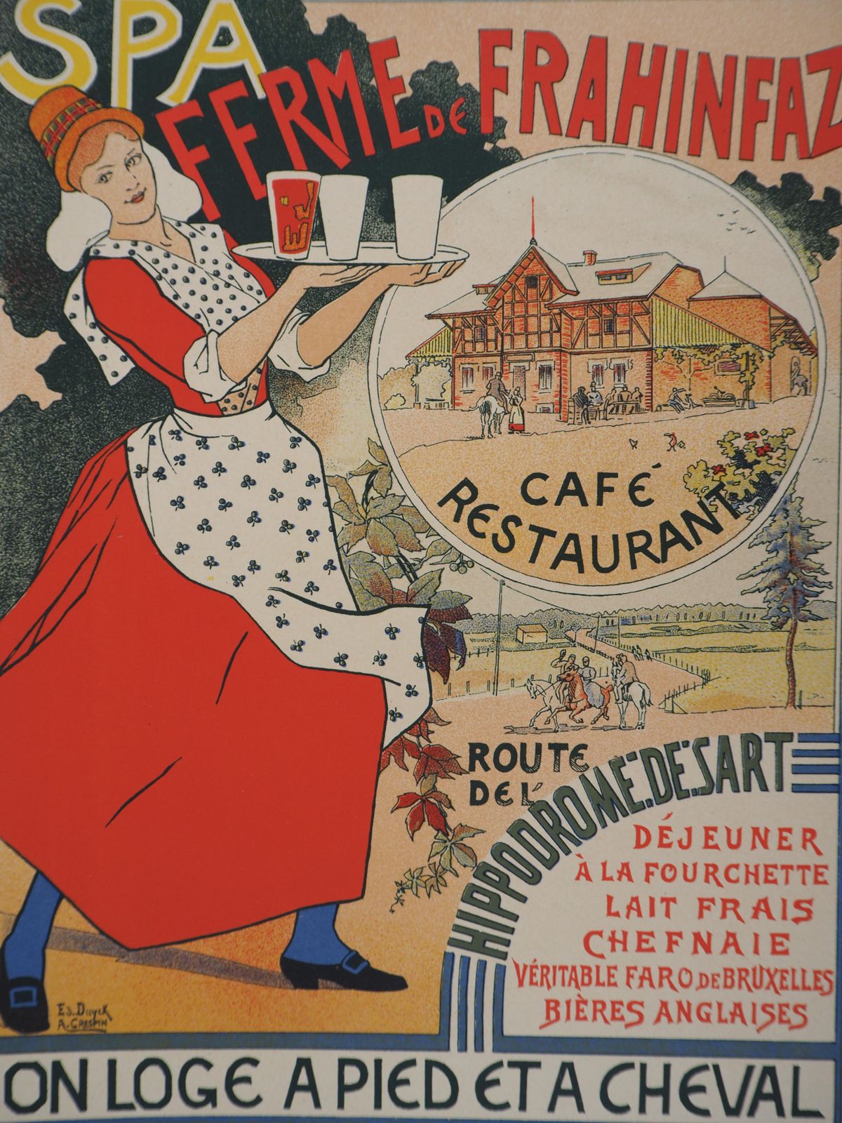 Edouard Duyck & Adolphe Crespinwaitress Bringing Belgian Beer   Lithograph (Les Maîtres De L'affiche), 18951895 photo Art