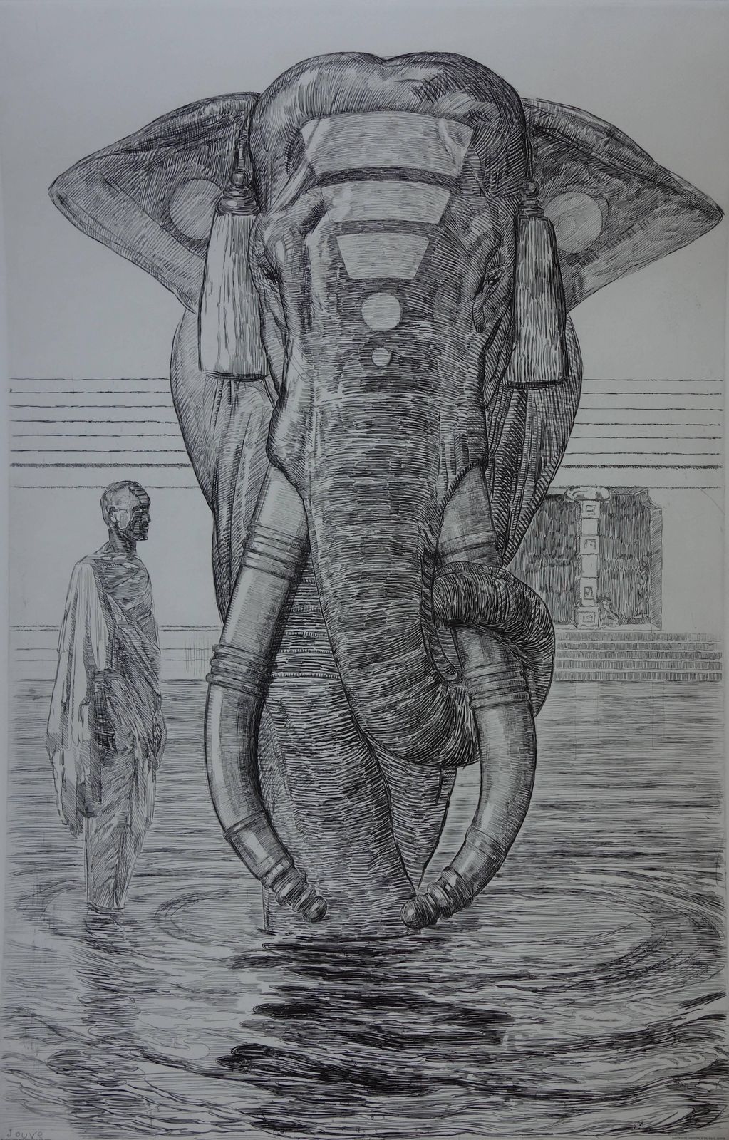 Paul Jouveelephant Of Siva Temple   Original Etching photo for sale