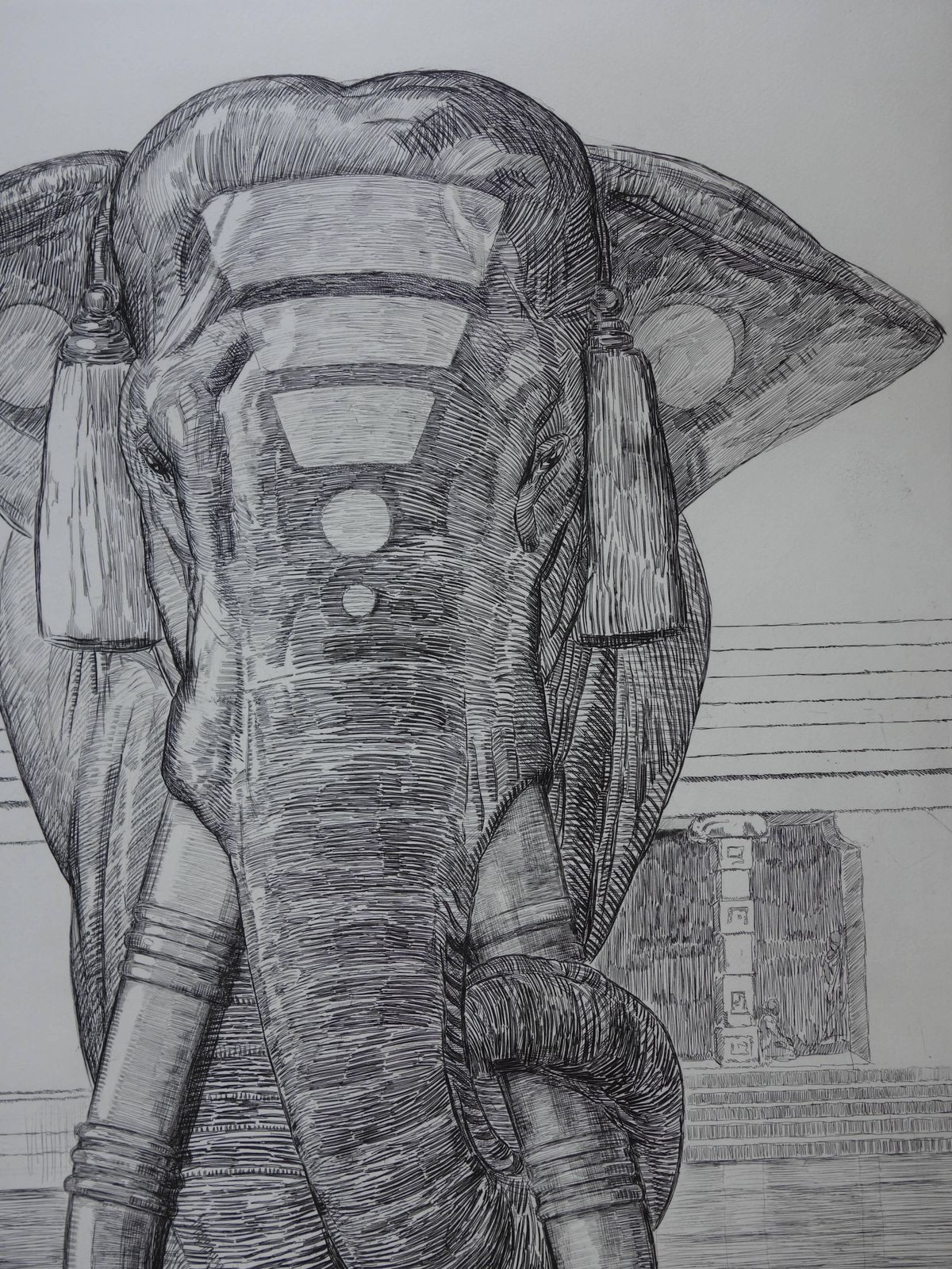 Paul Jouveelephant Of Siva Temple   Original Etching photo vinterior