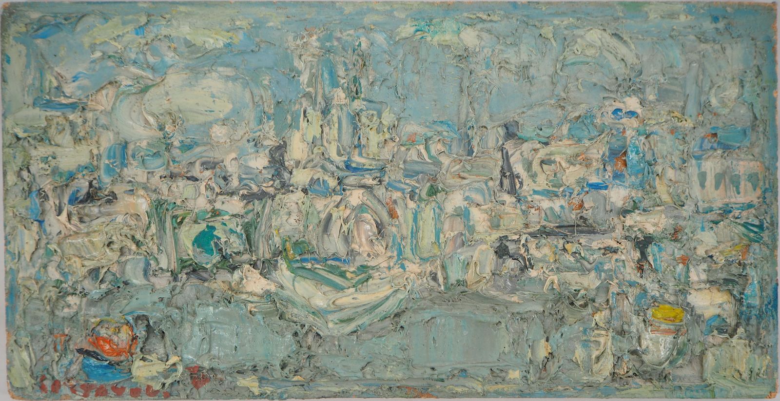André Cottavozparis : Seine River And Notre Dame Church   Original Oil Painting, Signed1971