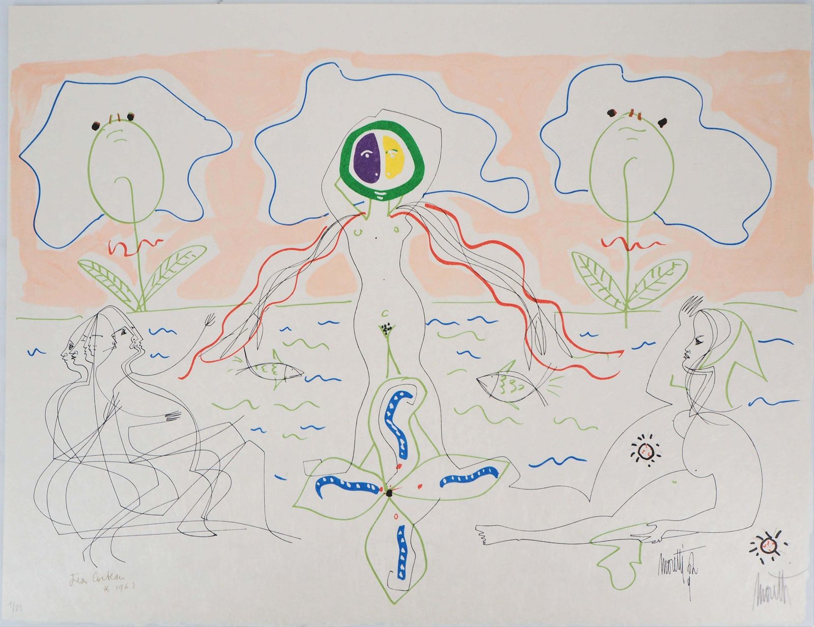 Jean Cocteaujean Cocteau & Raymond Moretti: Birth Of Venus   Original Handsigned Lithograph1973