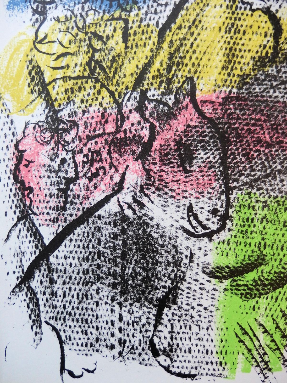 Marc Chagallcouple With A Goat   Original Stone Lithograph (Mourlot #608)   19701970 photo furniture