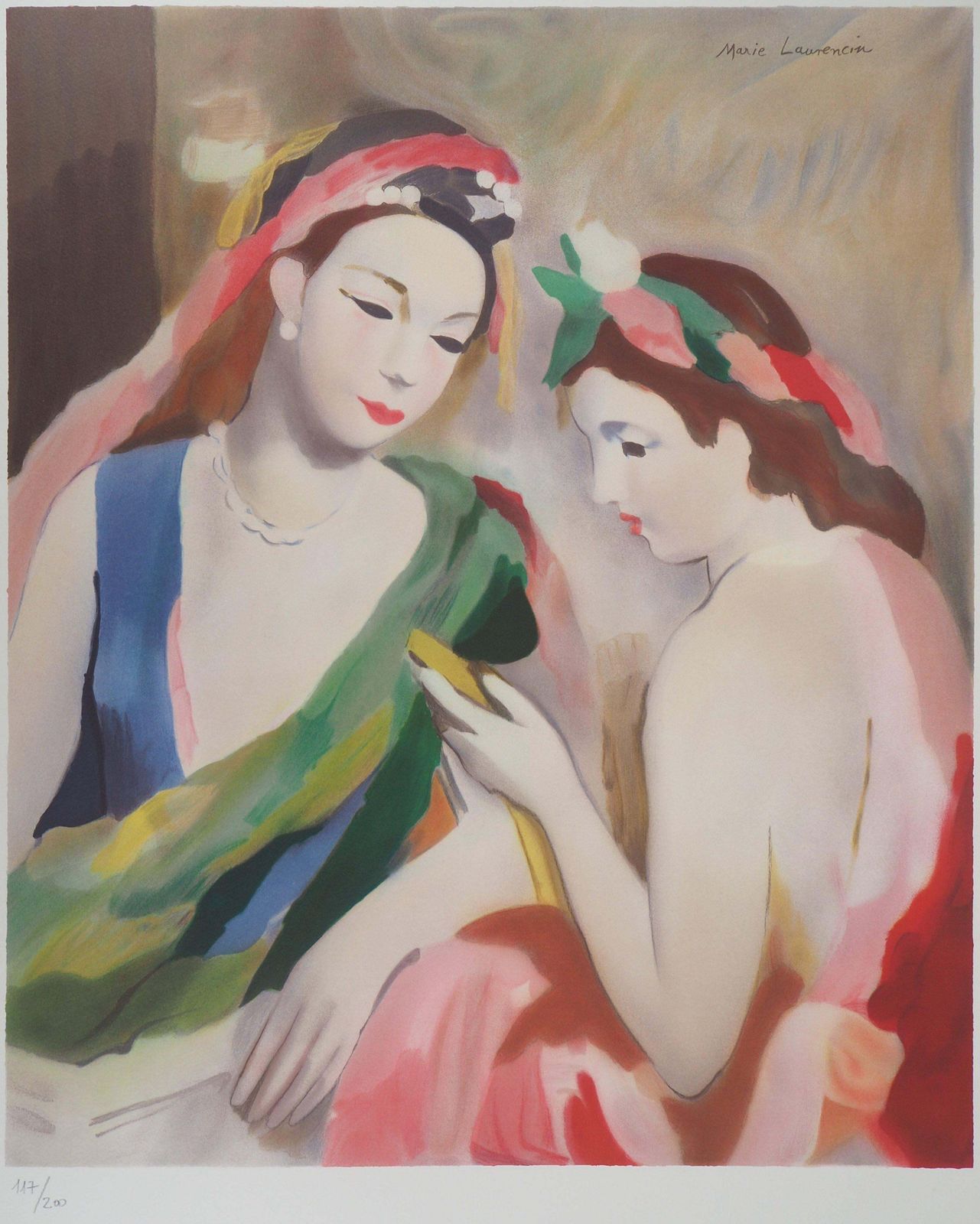 (After) Marie Laurencintwo Women Looking At A Picture   Lithograph photo for sale