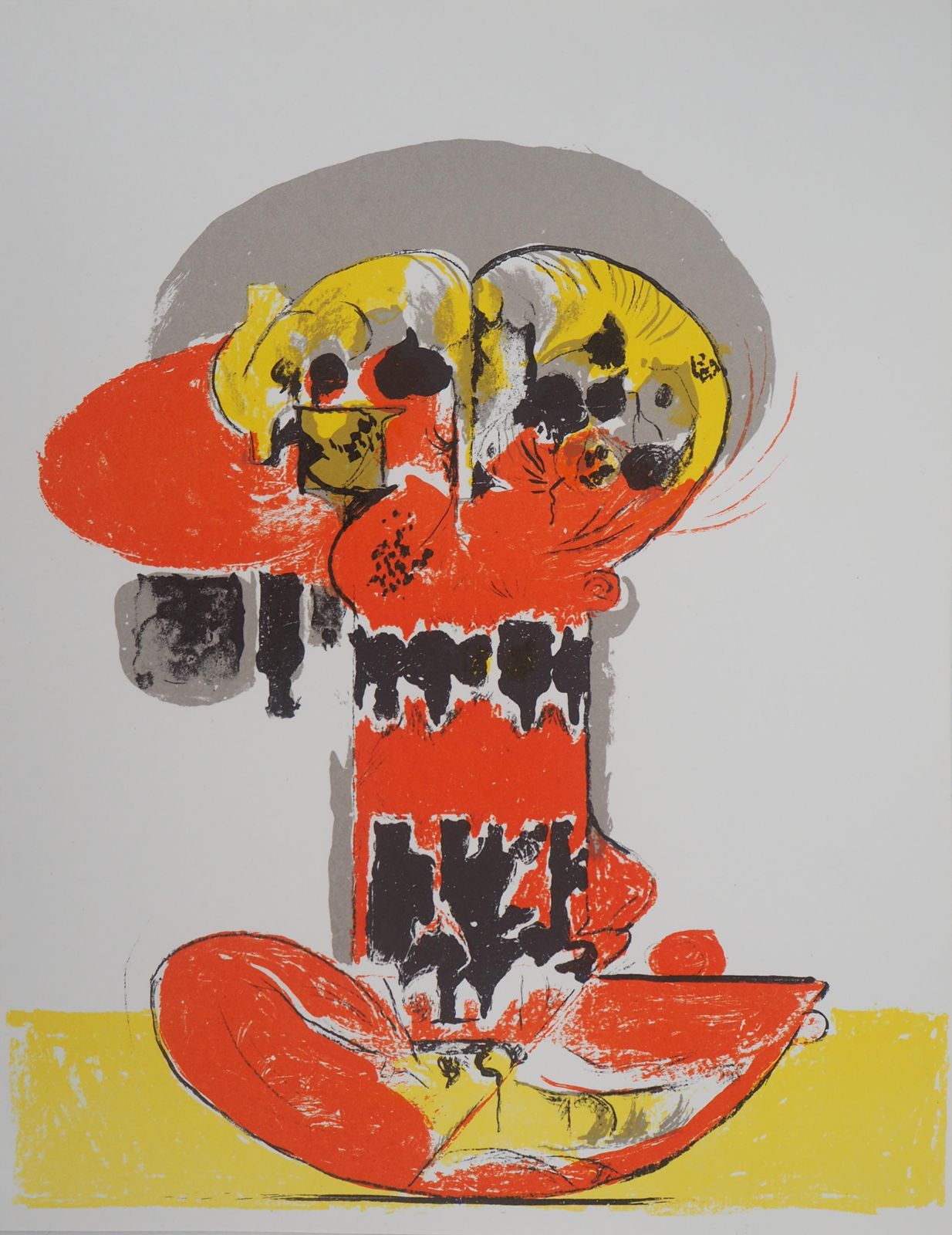 Graham Sutherlandcomposition With Yellow And Red   Original Lithograph   Mourlot, 19721972