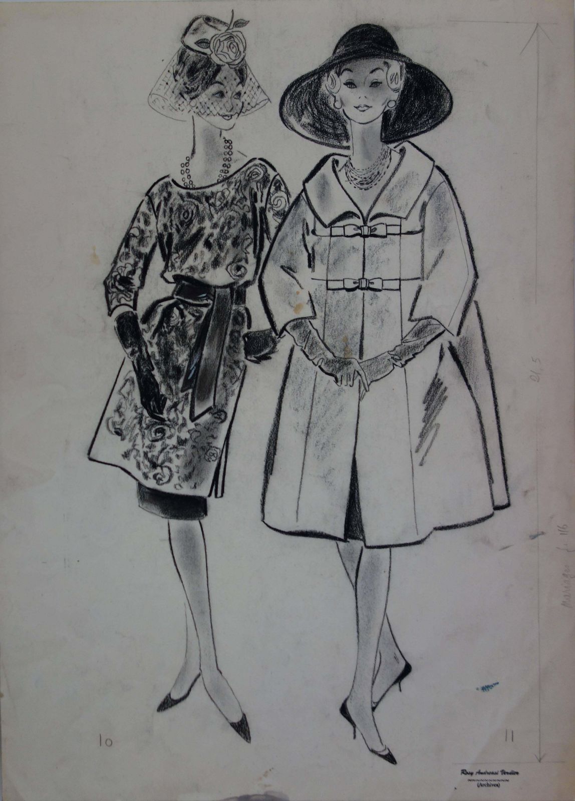 Rosy Andreasi Verdiermode Drawing : Pretty Elegant Girls   Original Charcoal Drawing