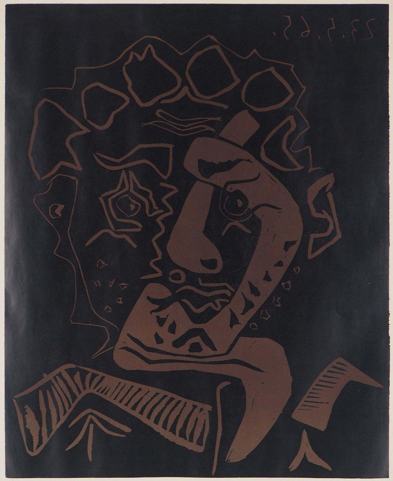 Histrion Head (Picasso And Theater)   Linocut, 1965 (Ref. Czwiklitzer #22)1965 photo Art