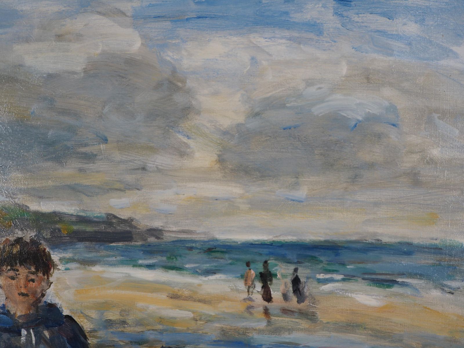 Jean Jacques Renenormandy : Boy On The Beach   Oil On Canvas Hansigned photo vinterior