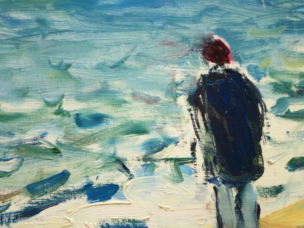 Jean Jacques Renetravel, In Front Of The Atlantic Ocean   Oil On Canvas Hansigned photo Art