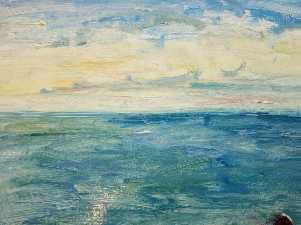 Jean Jacques Renetravel, In Front Of The Atlantic Ocean   Oil On Canvas Hansigned photo 1020.0
