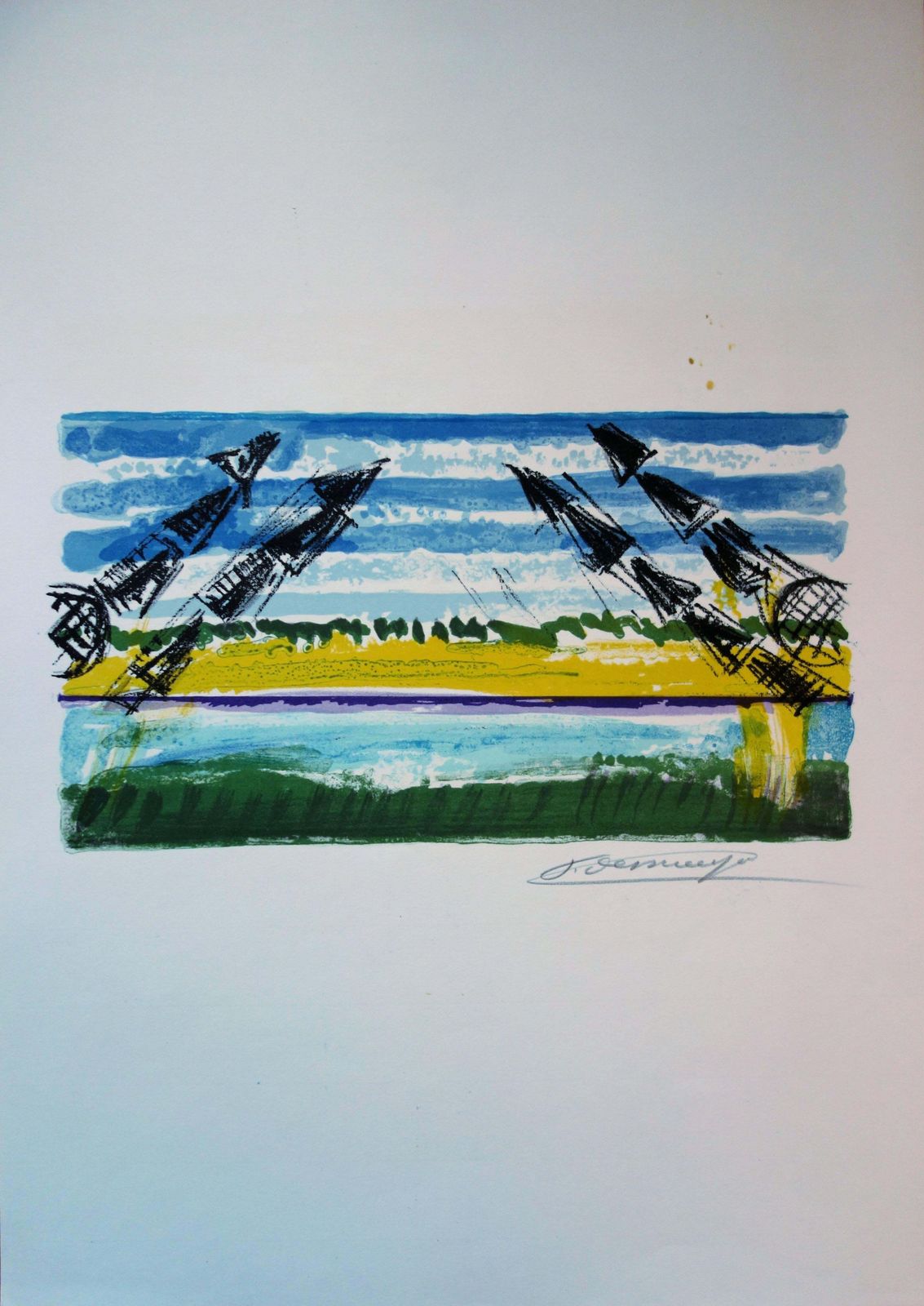 François Desnoyerthe Cranes   Original Handsigned Lithograph1965 photo for sale