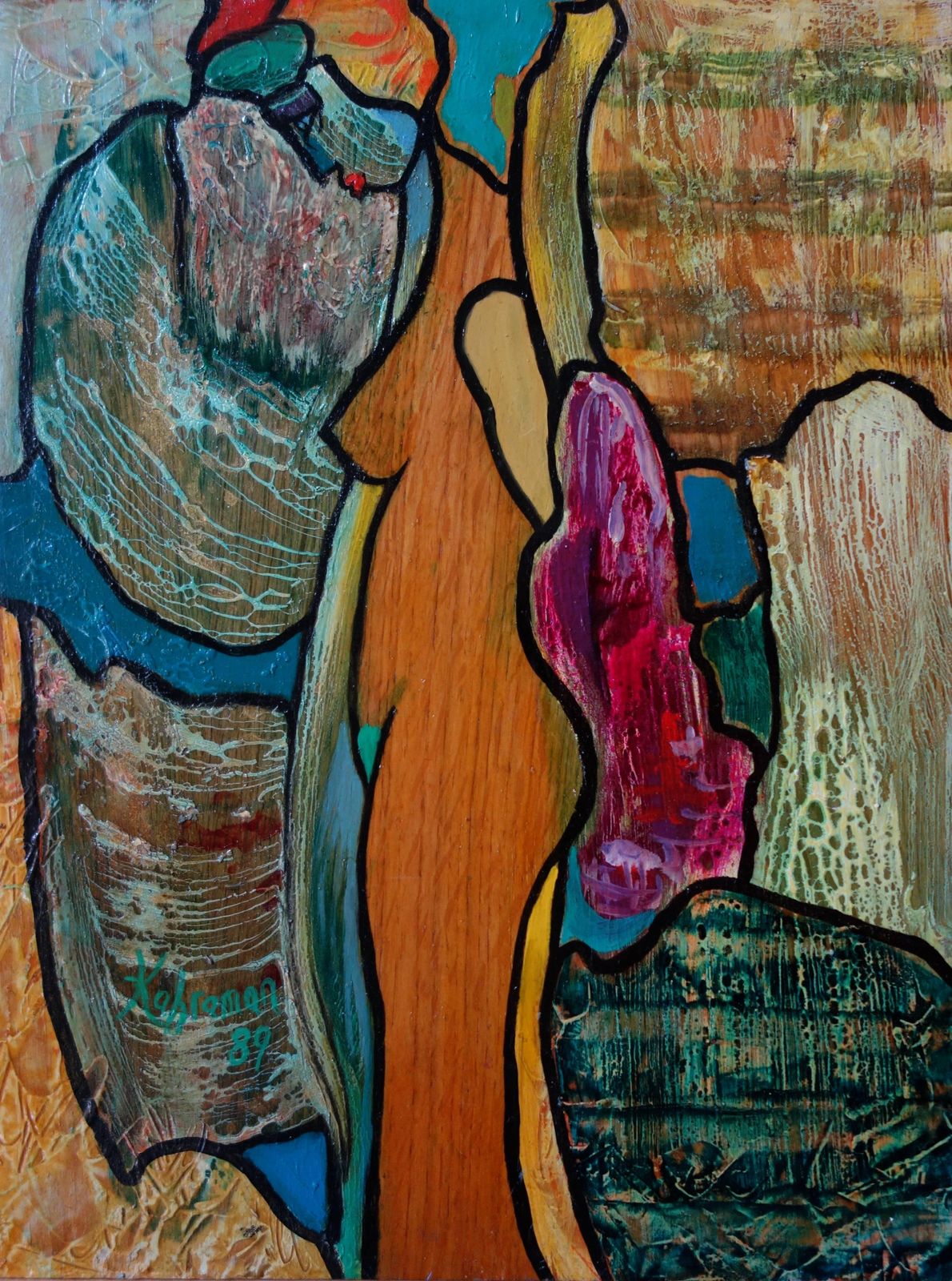 Hassan Ertugrul Kahramannude Woman Profile   Original Painting On Panel   Handsigned1989