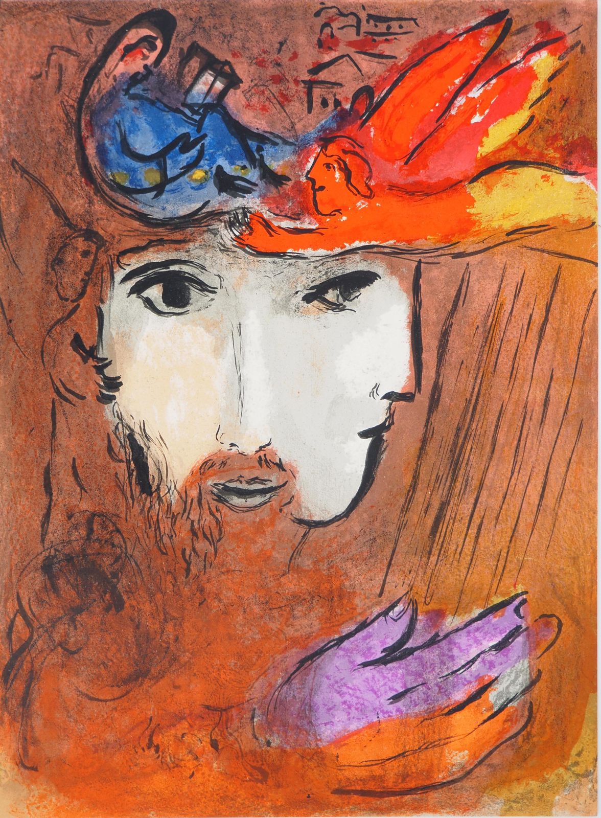 Marc Chagallthe Bible : David And Bethsabee In Love   Original Lithograph (Mourlot #135)1956