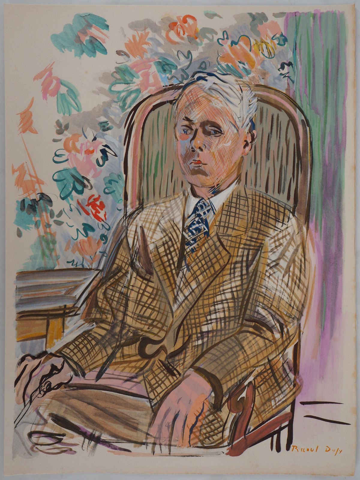Raoul Dufyself Portrait (The Artist In A Armchair)   Original Lithograph1953 photo furniture