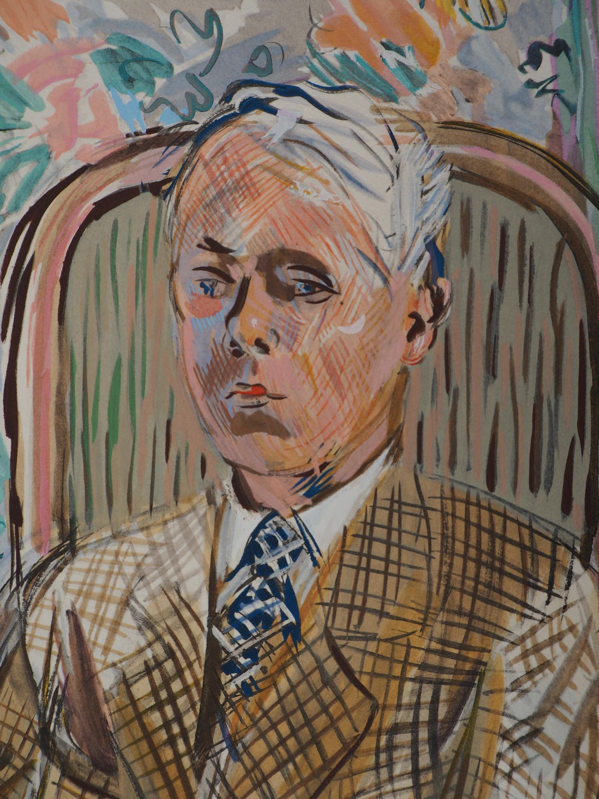 Raoul Dufyself Portrait (The Artist In A Armchair)   Original Lithograph1953 photo Art