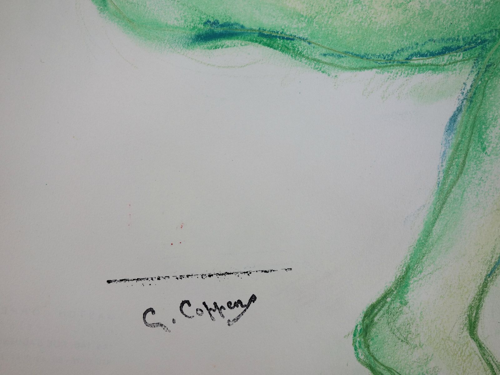 Gaston Coppensnude In Green   Original Charcoals Drawing photo furniture