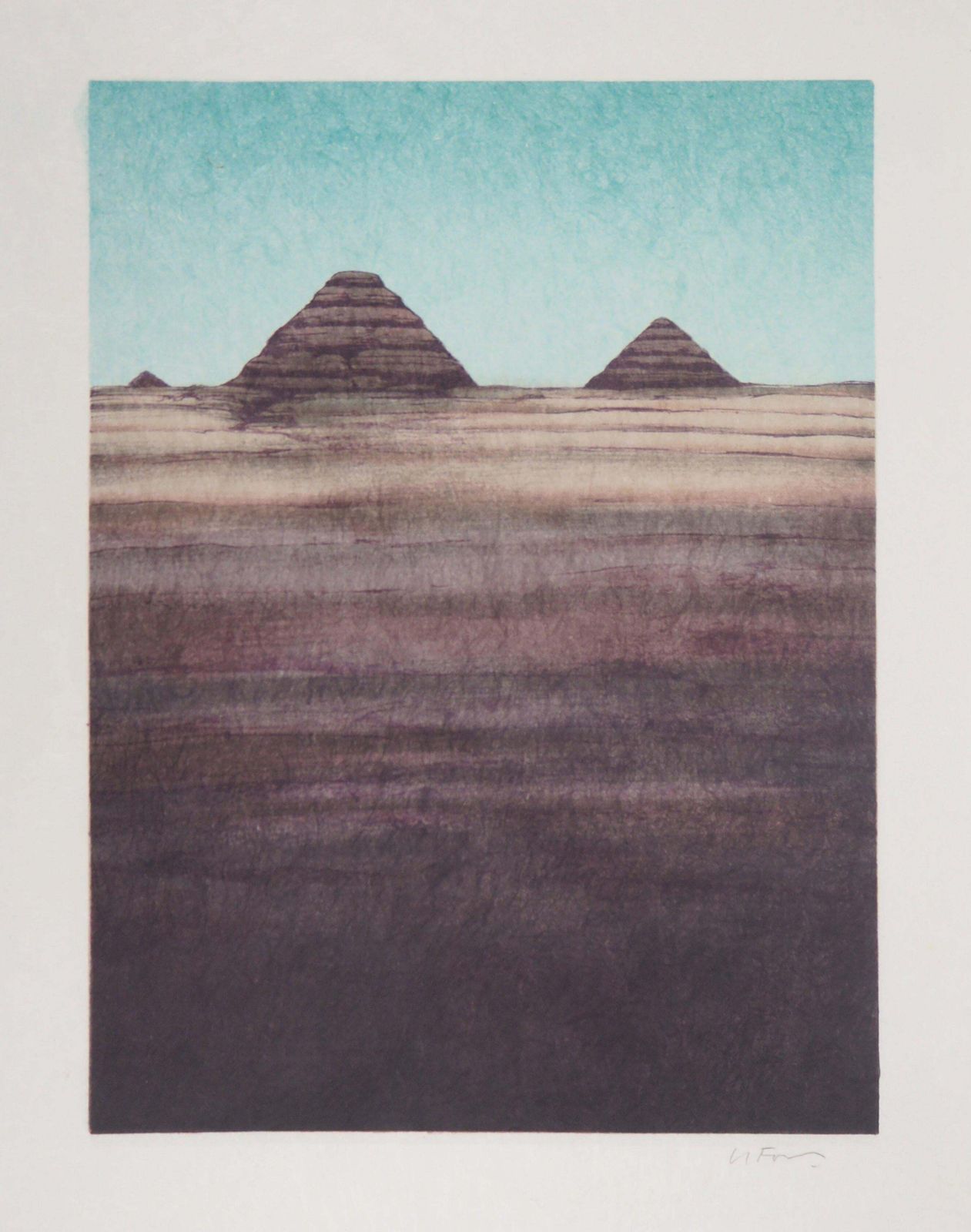 Alain Le Follegypt : The Pyramid Of Giza   Handsigned Original Lithograph