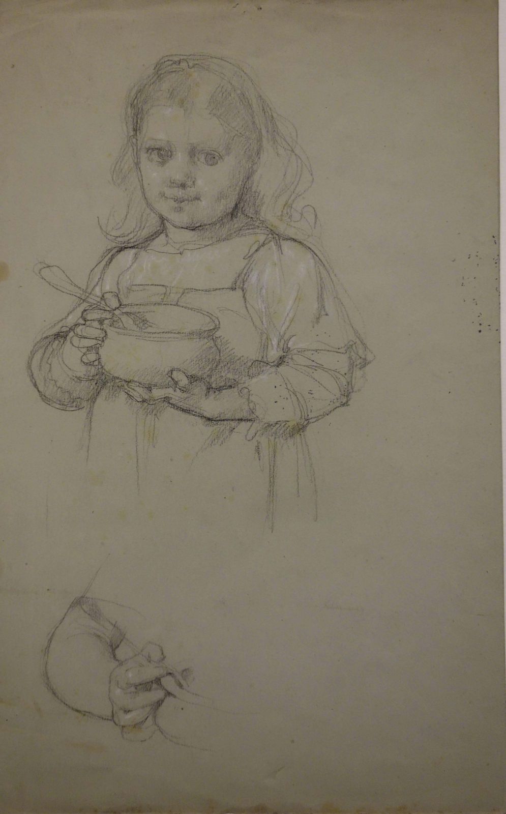 Gustave Poetzschmanner Of Vermeer : Young Girl With A Bowl   Original Charcoals Drawing