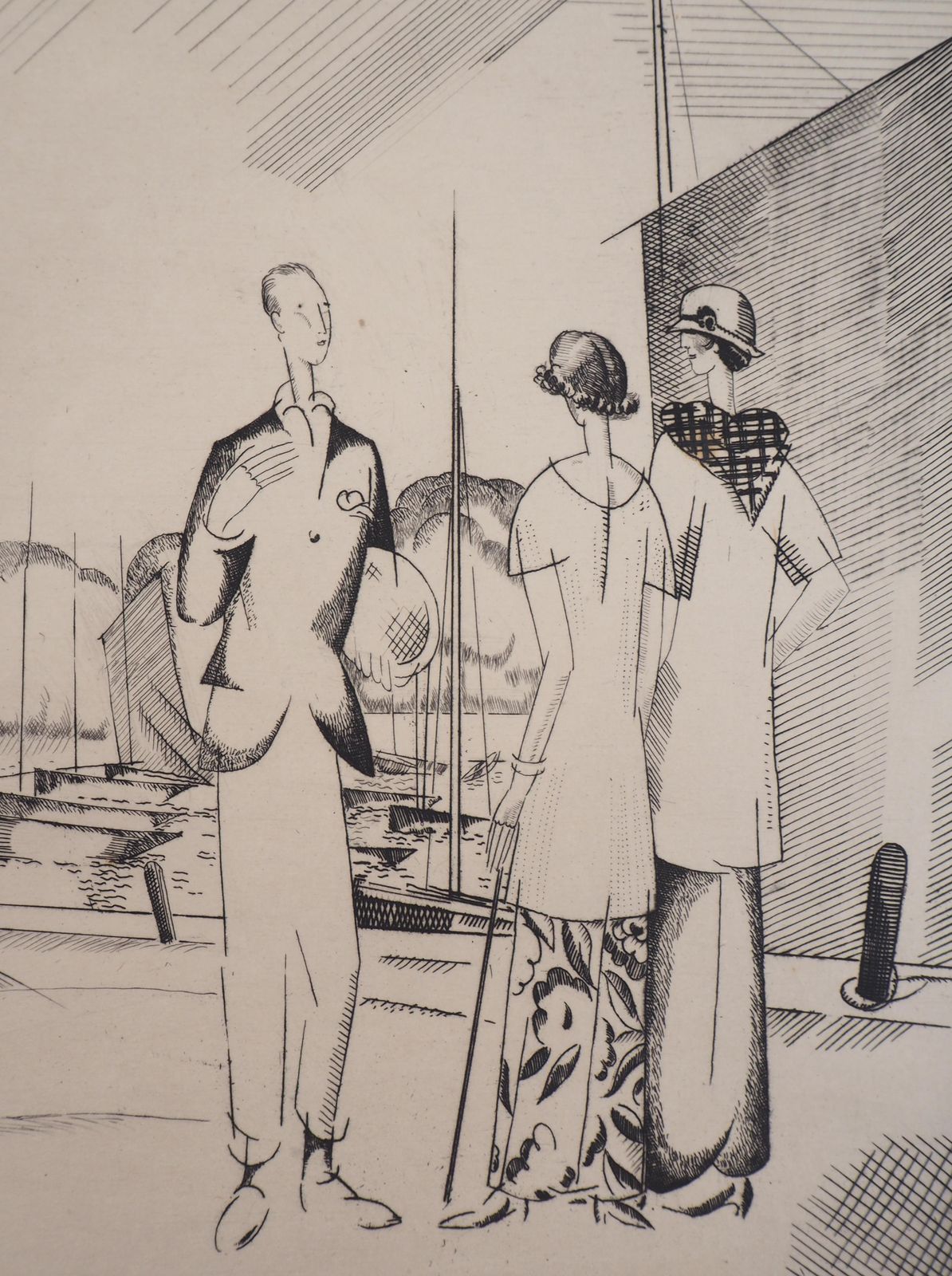 Jean Emile Laboureurthe Harbor Cafe   Original Etching, Handsigned1923 photo 425.0