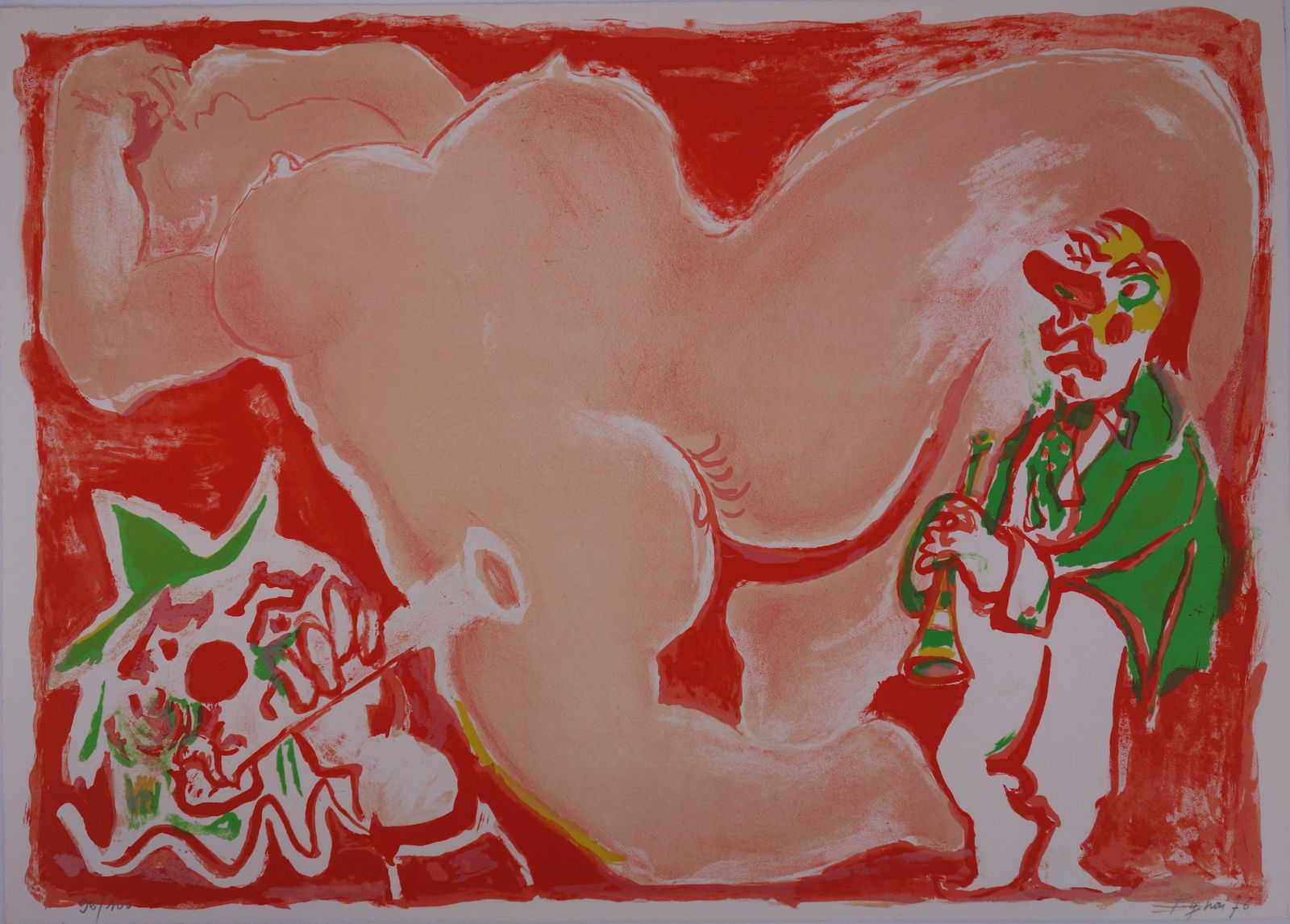 Edouard Pignonfederico Fellini With A Nude   Original Handsigned Lithograph   100 Ex1976