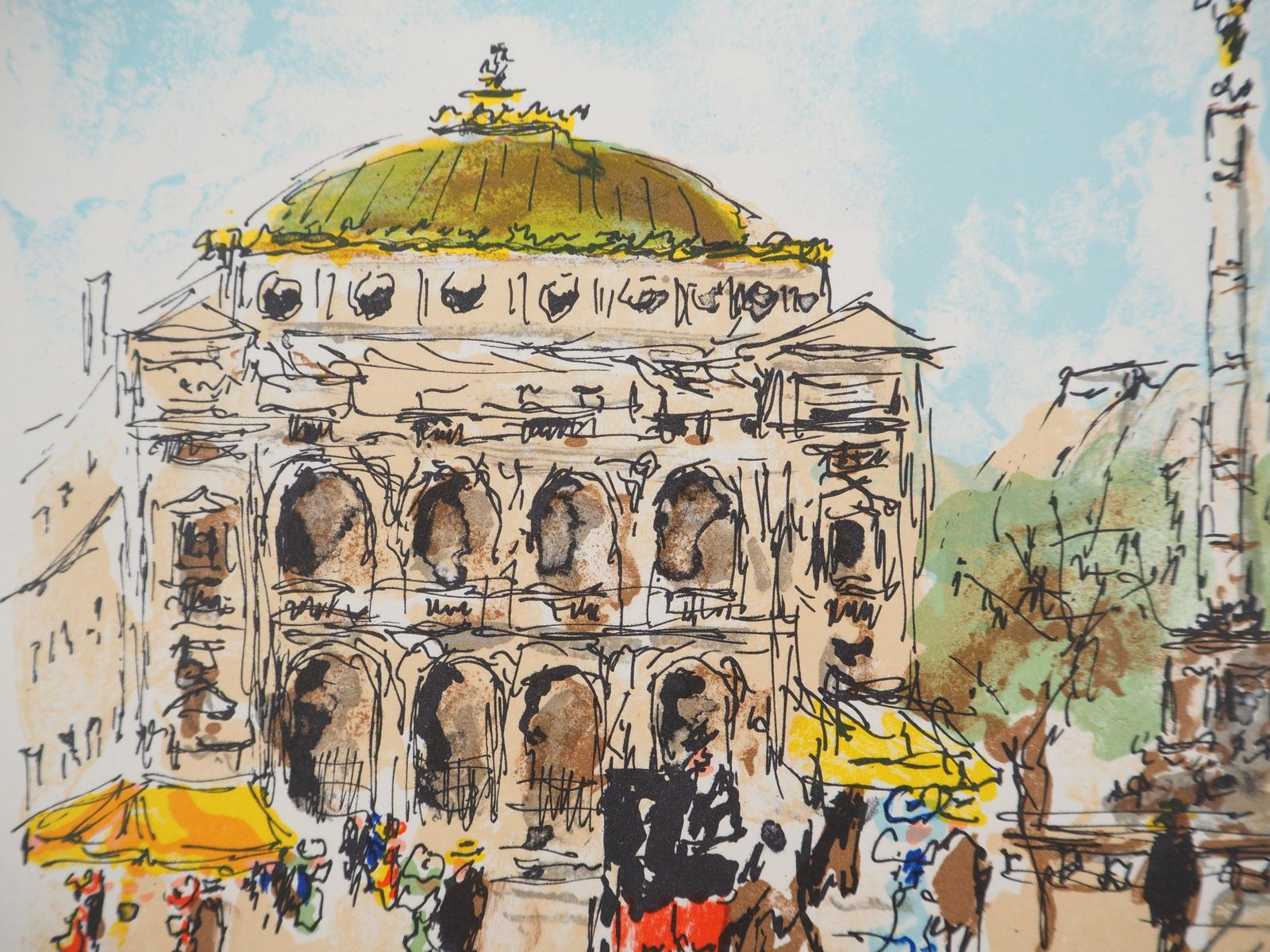 Urbain Huchetparis : Opera Square   Original Lithograph Handsigned And Numbered1980 photo furniture