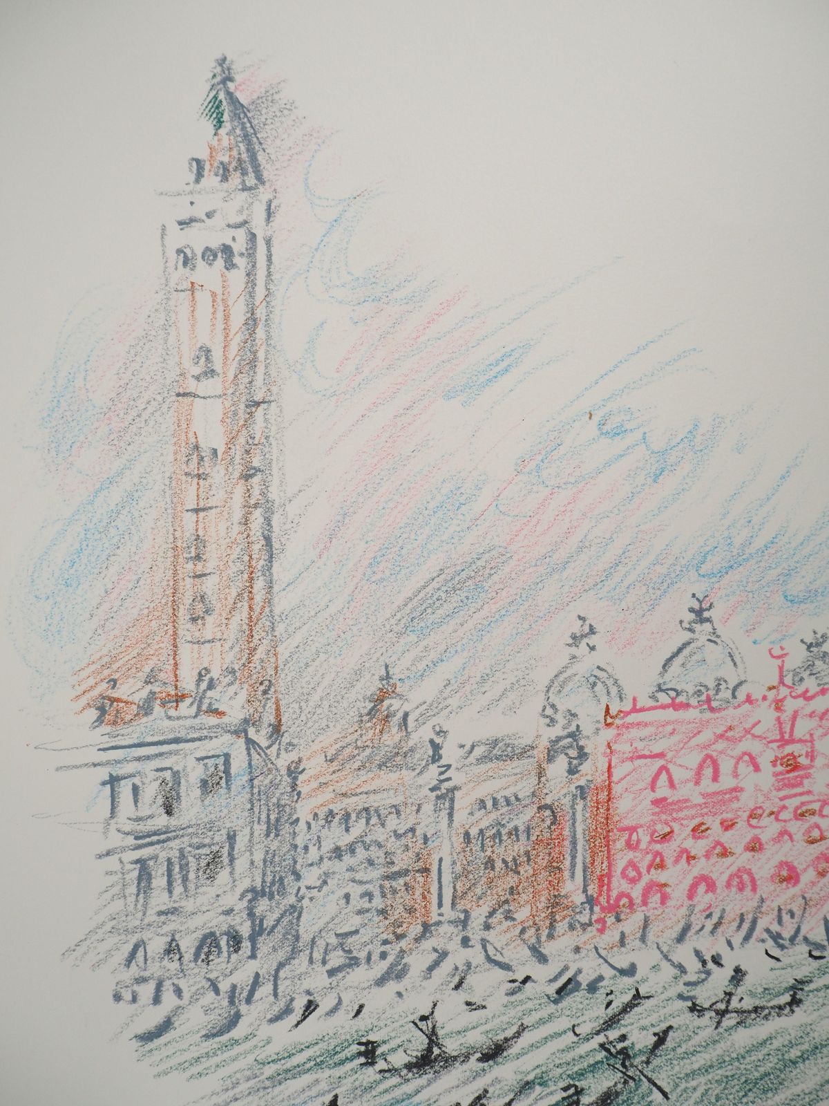 André Massonvenice : The Basin Of San Marco With Gondola   Original Handsigned Drawing photo 4249.0
