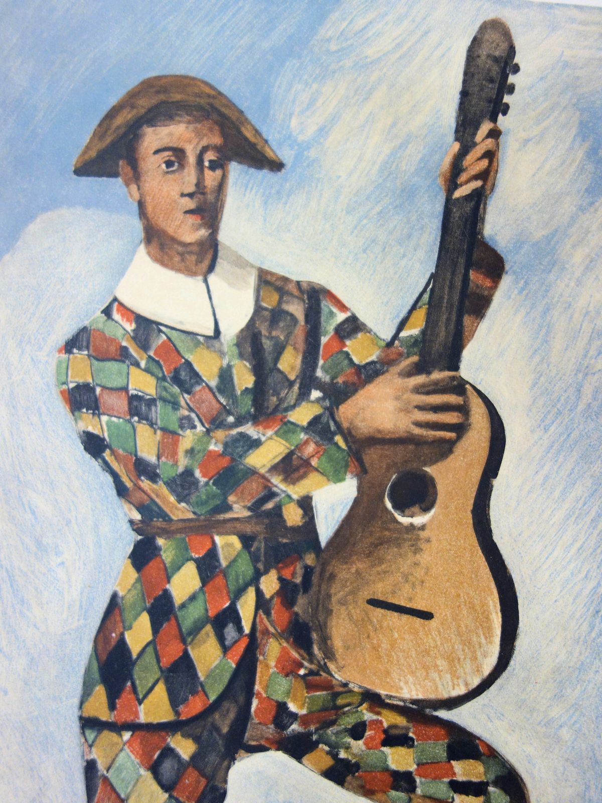 (After) André Deraintribute To Picasso : Musician Harlequin   Lithograph   C. 1950 photo vinterior