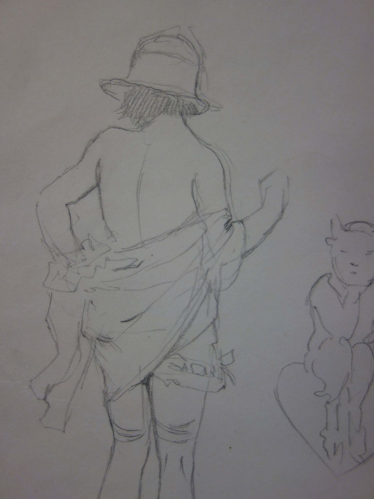 Georges Conradnaked Woman Facing A Little Devil   Pencil Drawing   Circa 1914 photo Art
