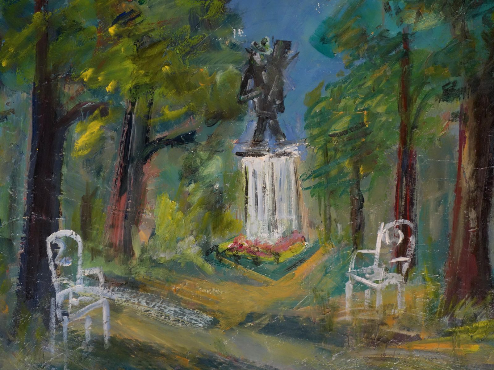 Roland Dubucauvers Sur Oise : Van Gogh Square   Oil On Canvas photo for sale
