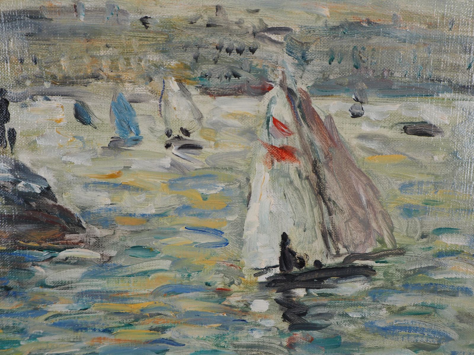 Jean Jacques Renesailings In Havre   Oil On Canvas Hansigned photo 807.0