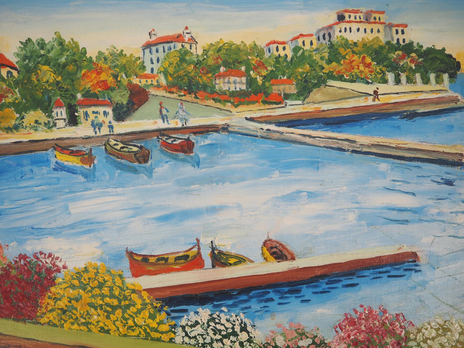 élisée Macletfrench Riviera : The Small Harbor Of Beaulieu   Oil On Canvas   Signed photo for sale