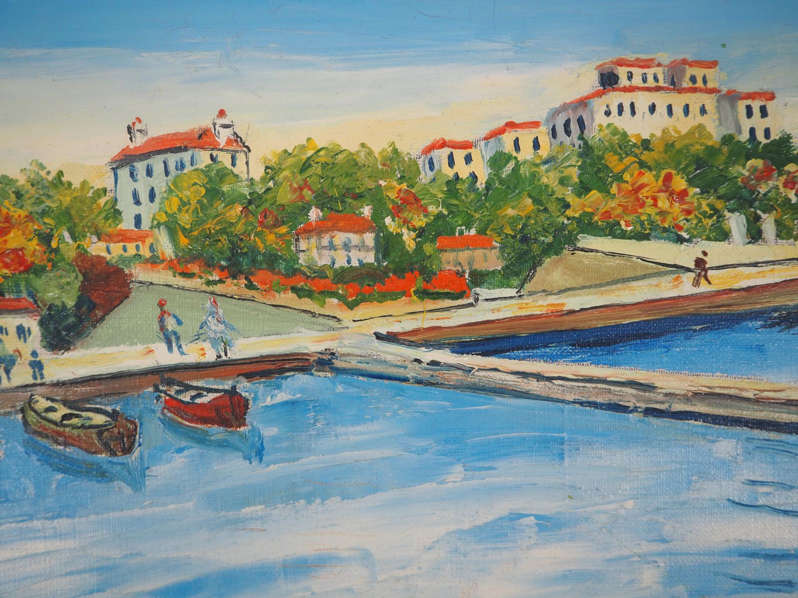 élisée Macletfrench Riviera : The Small Harbor Of Beaulieu   Oil On Canvas   Signed photo vintage