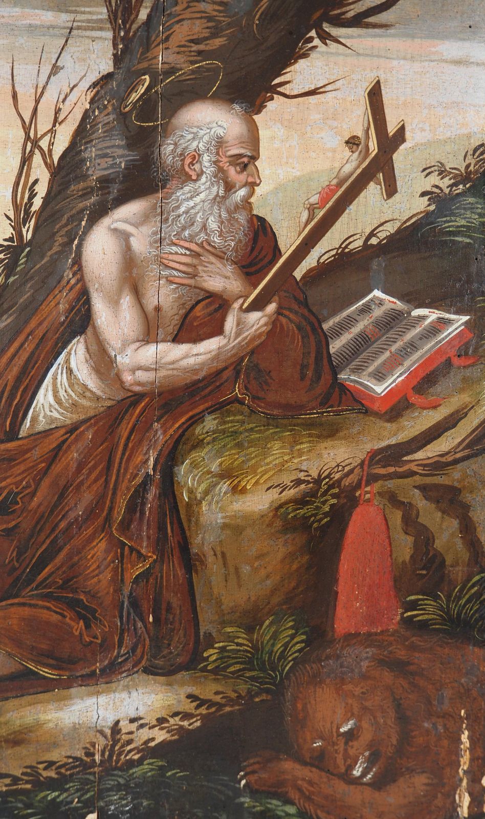 Unknownitalian School Of The 17th Century : Saint Jerome With A Lion   Oil Painting photo furniture