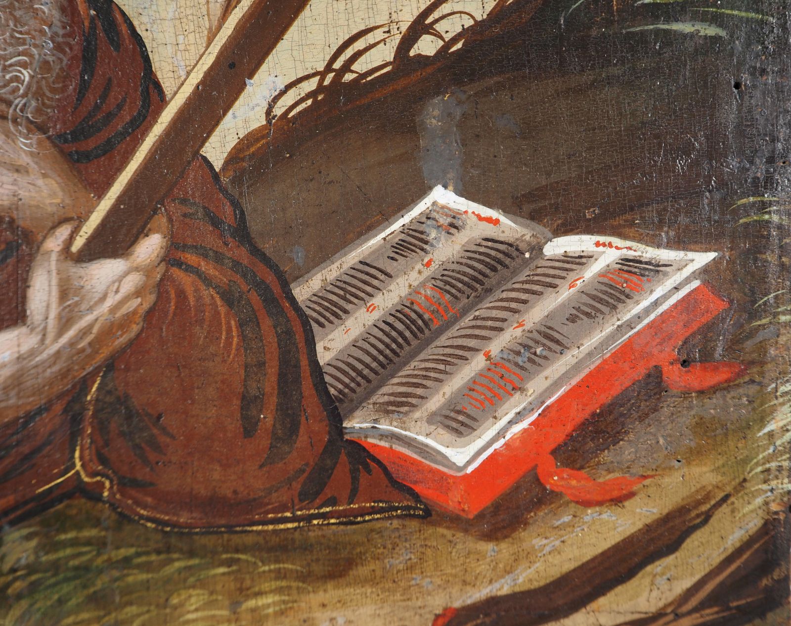 Unknownitalian School Of The 17th Century : Saint Jerome With A Lion   Oil Painting photo vintage