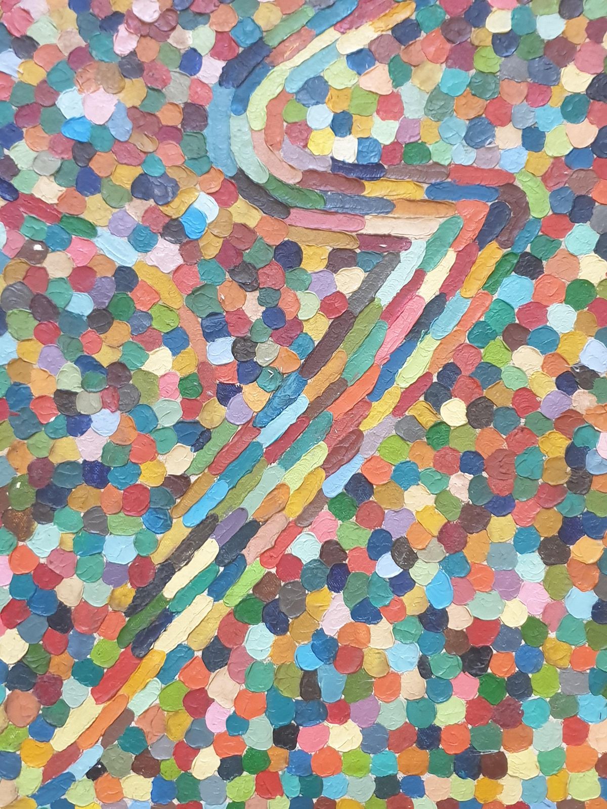 photo furniture Unknown'spirit Of Ecstasy', French Mid Century Pointillist Oil On Canvas.