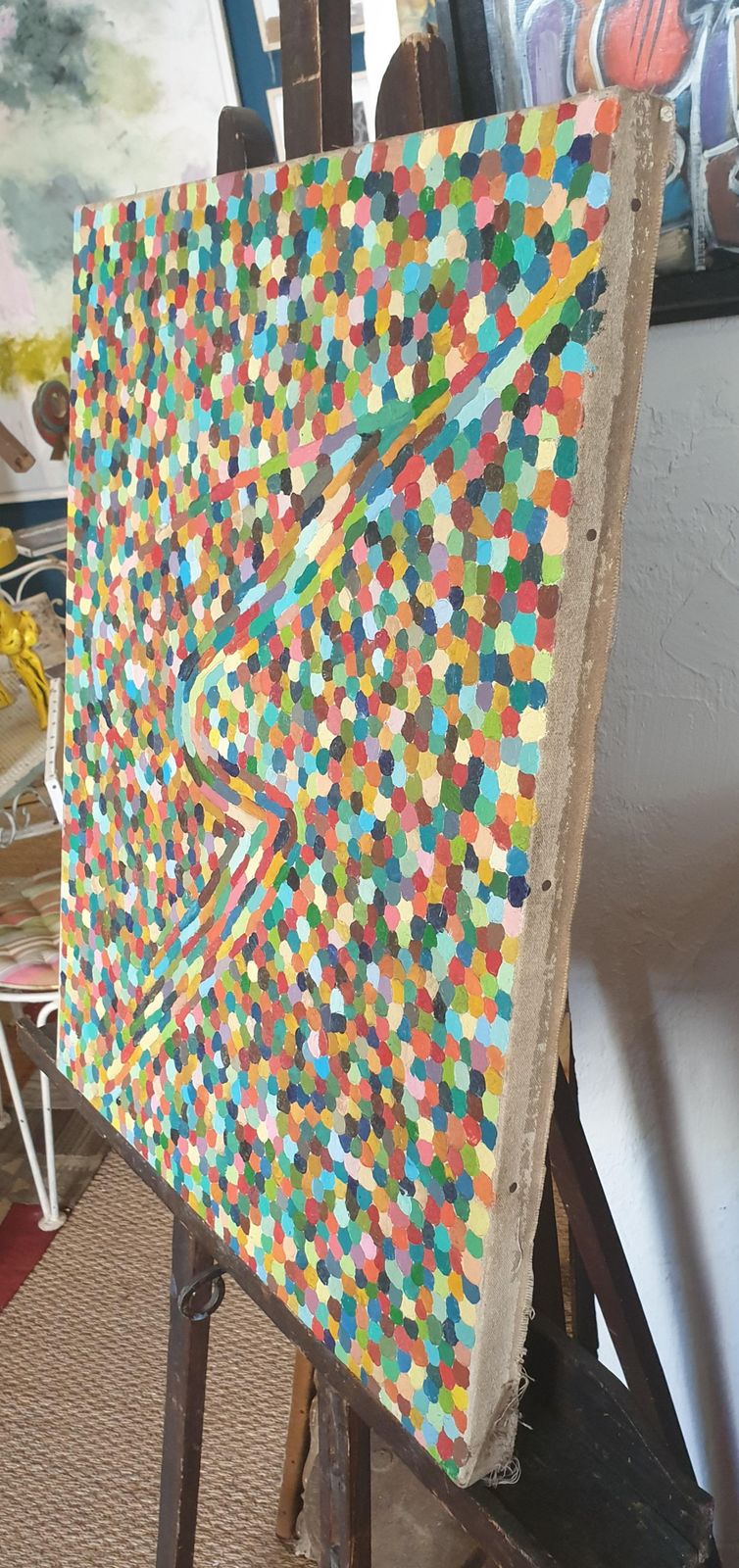 612.0 Unknown'spirit Of Ecstasy', French Mid Century Pointillist Oil On Canvas. photo