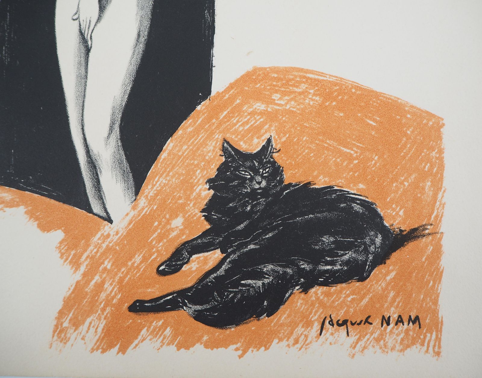 Jacques Namnude And Cat   Original Lithograph   C. 1937c. 1937 photo Art