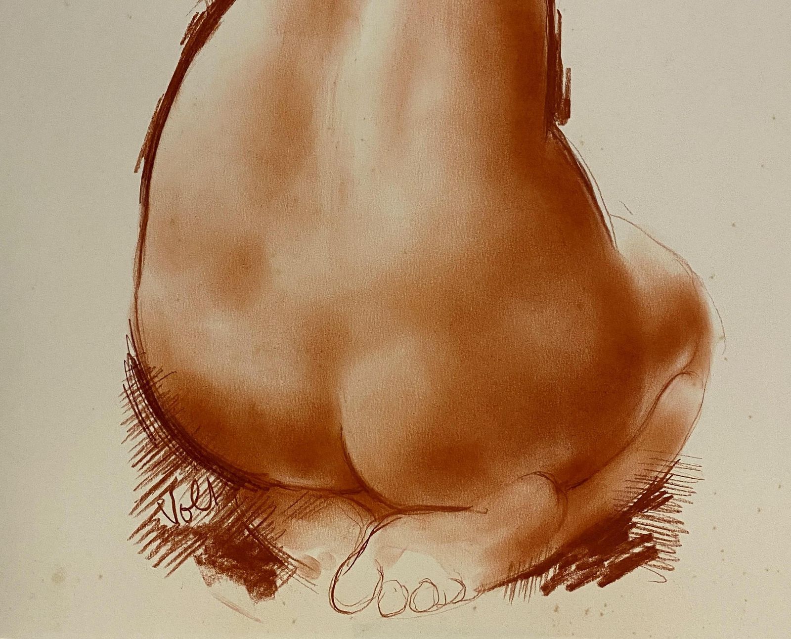 Antoniucci Voltisitted Nude   Original Handsigned Drawing In Sanguine photo for sale