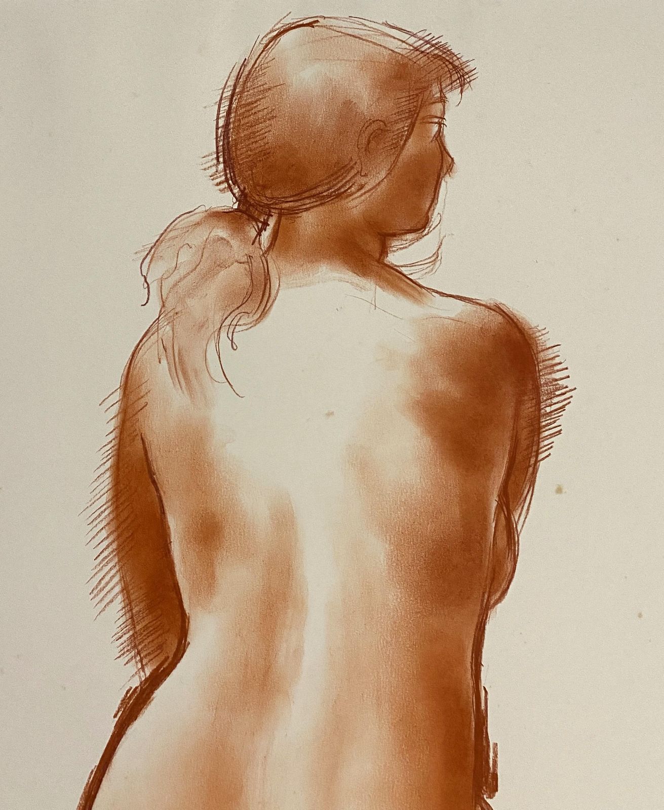 Antoniucci Voltisitted Nude   Original Handsigned Drawing In Sanguine photo Art