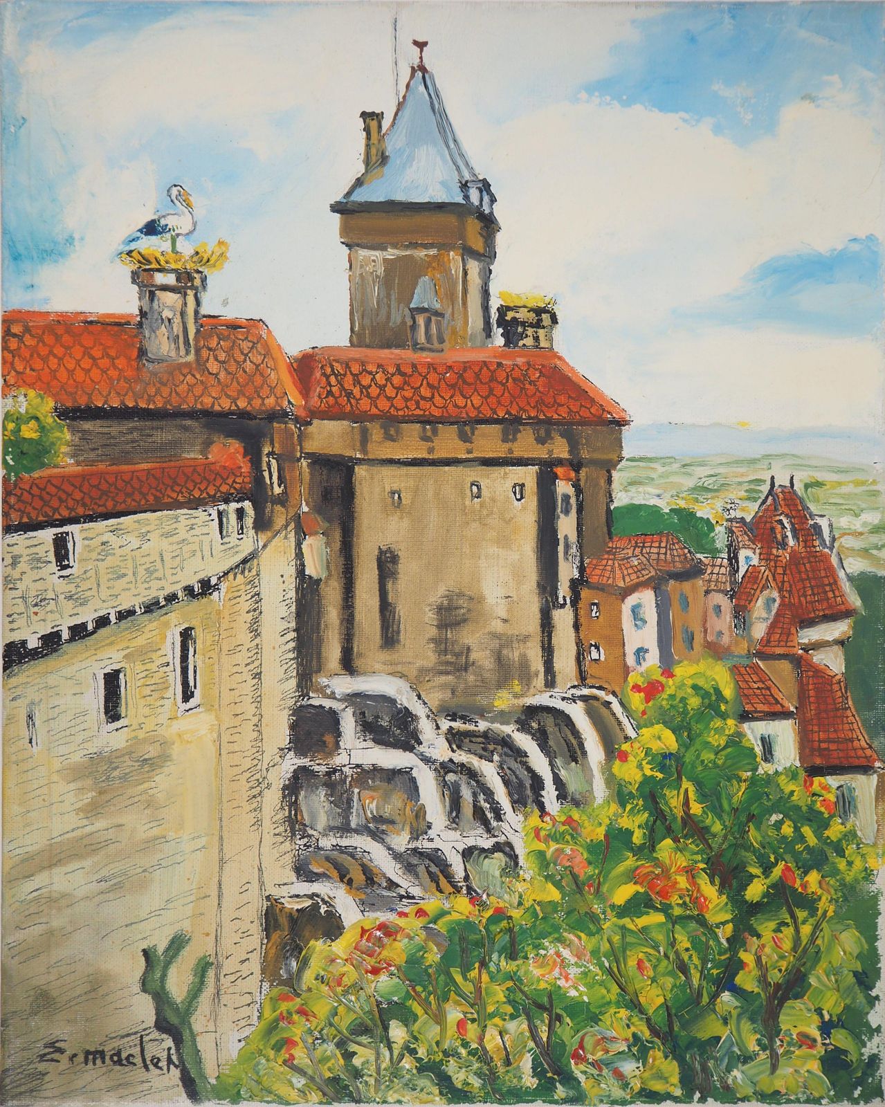 élisée Macletalsace : Haut Kœnigsbourg Castle   Original Oil On Canvas, Handsigned, C. 1930