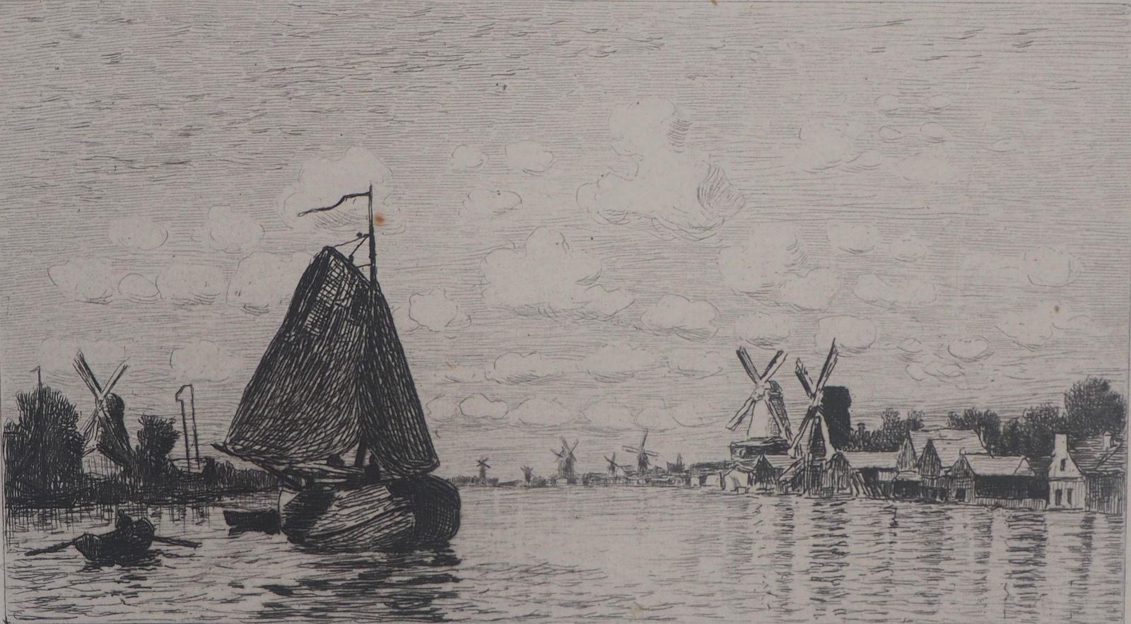 Windmills In Holland   Original Etching   Ed. Durand Ruel, 18731873 photo for sale