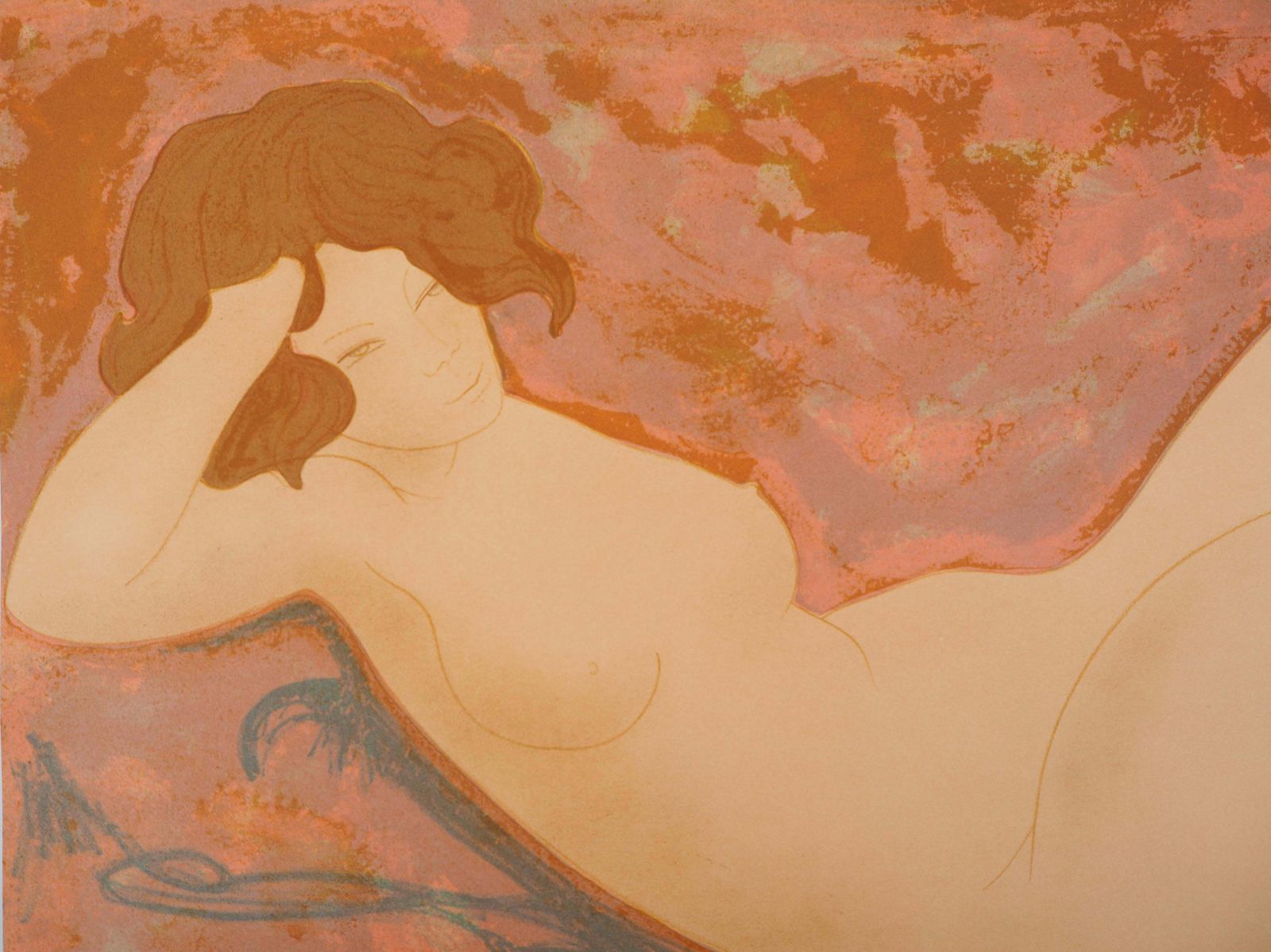 Alain Bonnefoitasleep Nude   Original Lithograph, Handsigned And Numbered /1001975 photo for sale